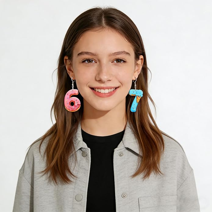 Trendy 67 Earrings Six Seven Ice Cream Statement Earrings Basketball Soccer Baseball Team Number Dangle Ear Drop Jewelry Gift for Women