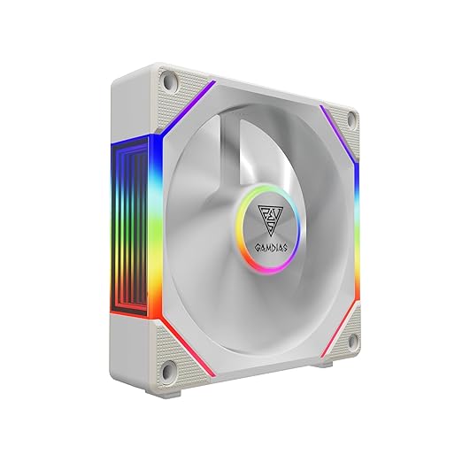 GAMDIAS AEOLUS P2-1203 120mm ARGB PWM Fan (3 Pack, no Hub), Include Reverse Fan Blade x3 & Controller, ARGB Sync, Easy Installation & Cabless Daisy-Chain Design, Silent Operation, Up to 2400RPM, White