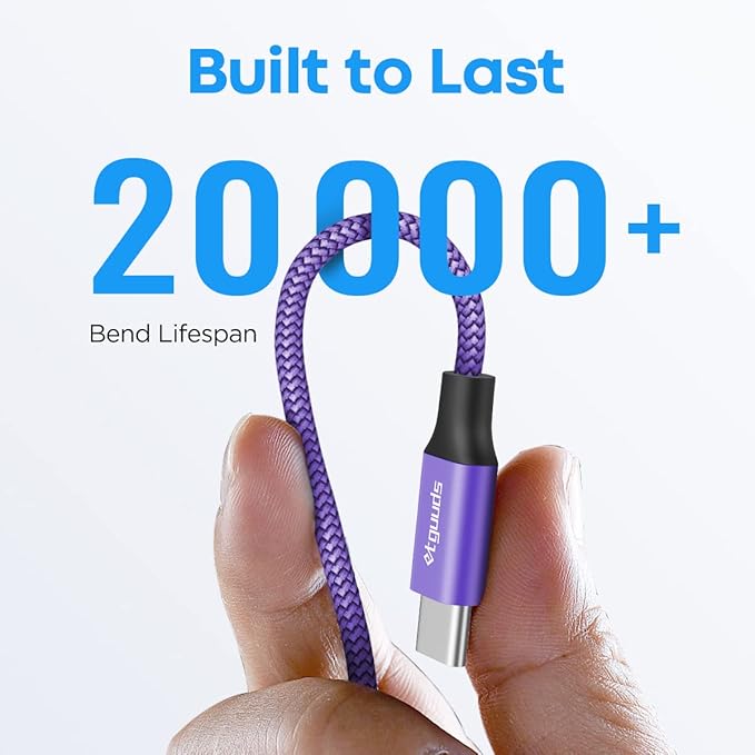 etguuds 6.6ft USB A to USB C Cable 3A Fast Charging, 2-Pack USB A to USB Type C Charger Cord for iPhone 16 15 Pro/Pro Max/Plus, for Samsung Galaxy S24 S23 S22 S21 S20 S10 A55 Flip Note, Moto, Purple