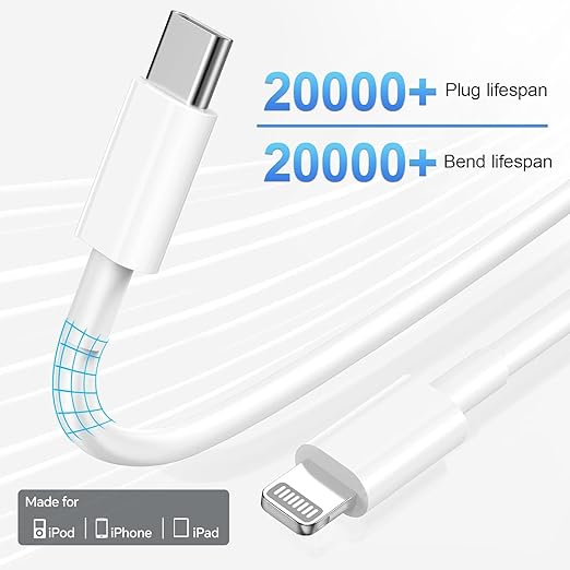 Compatible with iPhone 14 13 12 Charger, 20W Fast Charging Wall Charger, 10 FT USB ightning Cable,Phone Chargerr Cord for Phone 14/13/12/12 Pro Max/11/Xs Max/XR/X,AirPods Pro and More(Pueple/Blue/Red)