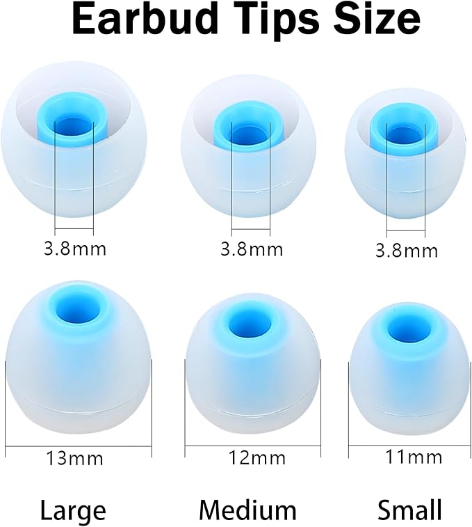 Silicone Replacement Earbud Tips Earbud Caps Fit Most in-Ear Earbuds(Inner Hole 3.8mm -5.1mm) Headphone Ear Tips Earbuds Covers 9 Pairs S M L