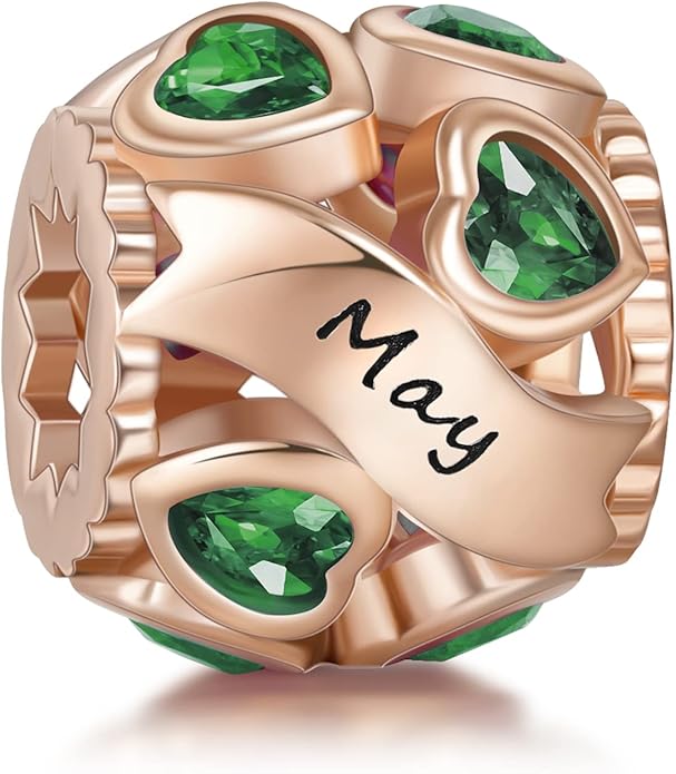 NINGAN Birthstone Charms 925 Sterling Silver Love Heart Openwork Bead for Charm Bracelets and Necklaces with 5A Cubic Zirconia, Birthday Mothers Day Jewelry Gifts Women