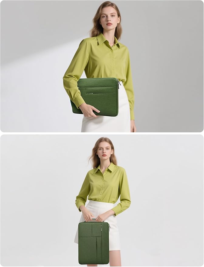 HYZUO 14-15 Inch Laptop Sleeve Bag for MacBook Air 15 M4 M3 M2, MacBook Pro 15, 15" Surface Laptop, XPS 14/15 Plus, Portable NoteBook Case for 14" HP Dell Lenovo ThinkPad Acer, Grass Green