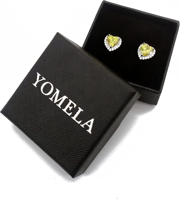 YOMELA Cubic Zirconia Earrings Studs, Halo CZ Birthstone Simulated Diamond Stud Earrings for Women