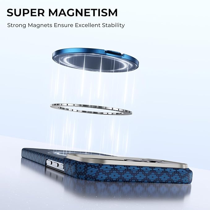 BENKS ArmorPop Magnetic Phone Grip & Stand for MagSafe, 360° Rotation Adjustable Phone Ring Holder for iPhone 17/16/15/14/13/12 Series, Durable Kevlar Design