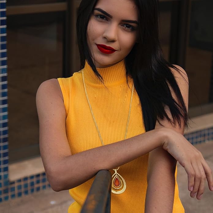 Madison Tyler Gold Plated Jewelry Set for Women | Silver Teardrop Pendant Necklace Trendy | Long Necklace with Snake Chain | Fashion Dangle Earring Set