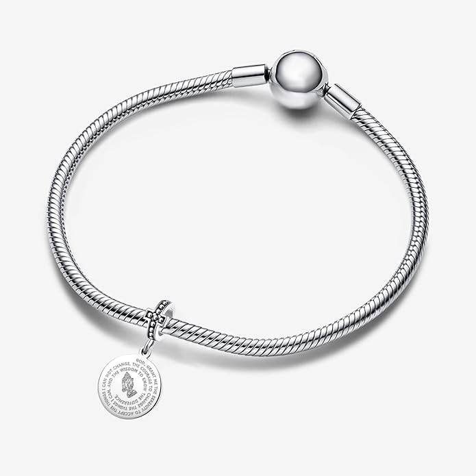 Christian Circle Praying Hand Bible Verse Dangle Charm for Pandora Bracelet