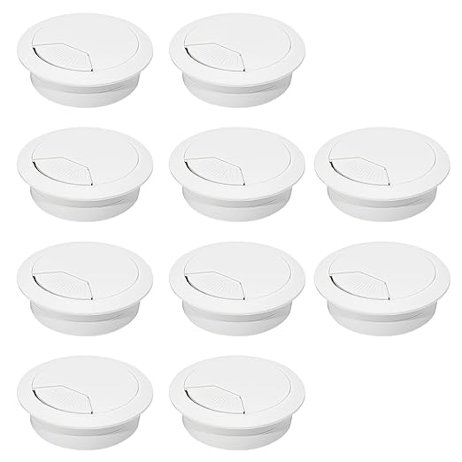 10 Pcs Desk Grommet 2" / 50 mm, Desk Cord Hole Cover, Cable Grommet ABS Plastic, Desk Hole Grommet for Home & Office Pc, Detachable Adjustable Cable Cord Organizer-White