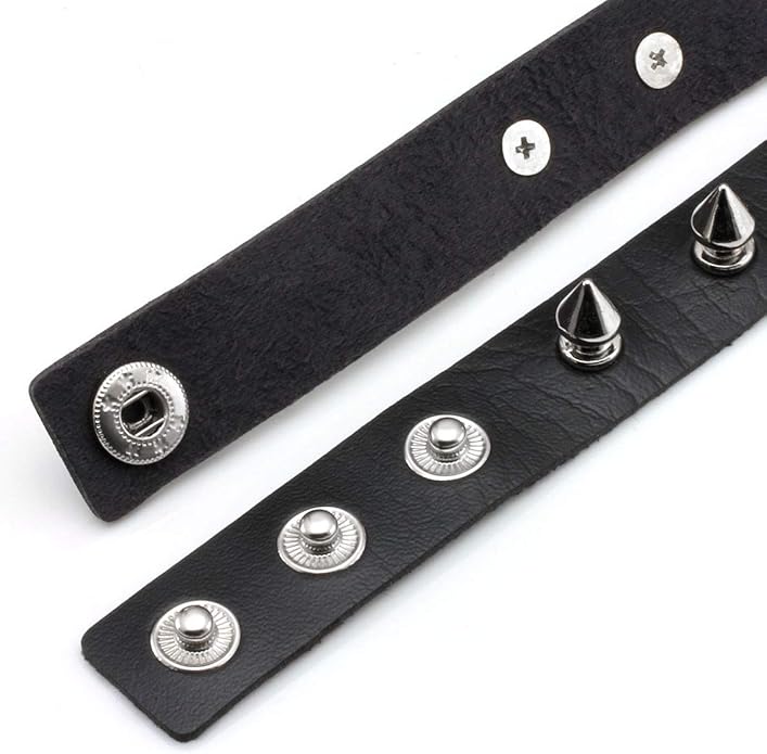 Eigso Vintage Punk Goth Studded Rivet Pu Leather Collar Choker Necklace with Spikes Adjustable