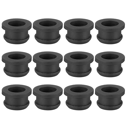 PATIKIL 12mm / 1/2 Inch Drill Hole,3/8 Inch ID Rubber Grommets, 12Pcs Top Hat Grommet for Wiring Eyelet Ring Gasket Automotive Firewall Cable Hole Plugs Wires Protection, Black