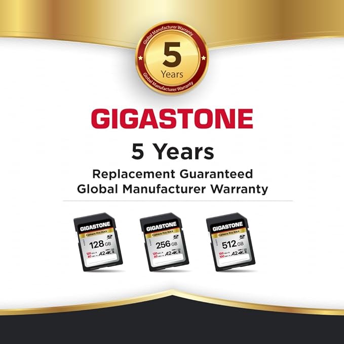 [5-Yrs Free Data Recovery] GIGASTONE 128GB SD Card 2-Pack, 4K Camera Pro MAX, A2 4K SDXC Memory Card High Speed 4K UHD Video Compatible with Canon Kodak Digital Camera, with 2 Mini case