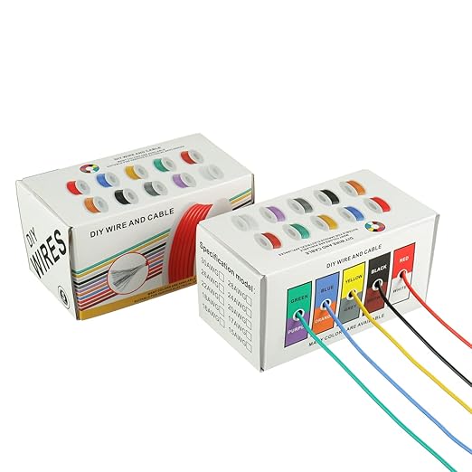 BOJACK 18 AWG Flexible Silicone Wire Electric Wire Hook up Wire Kit 300V Cables with Plus 20 φ3mm Heat Shrink Tubings and a Mini Wire Stripper(5 Colors 16.4Ft Each Color, 18AWG)