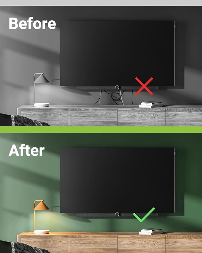 in Wall Cable Management Kit, Slim TV Wire Hider Kit for Wall Mounted TV, 2 Pcs Pass Through with Hole Saw for Network, HDMI, Speaker Cables, Coaxial, White
