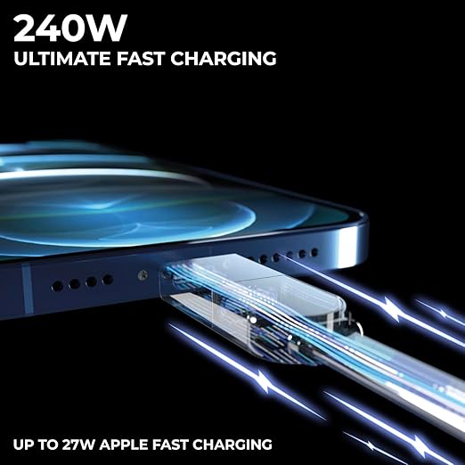 Rolling Square inCharge XS - 240W 4in1 Keyring Cable | Fast Charging & Data Transfer | Universal USB C/Lightning/USB Cable with Metal Housing | N52 Magnets | Eco-Friendly | Orange