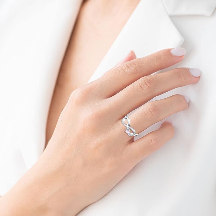 STARCHENIE Infinity Promise Ring 925 Sterling Silver Angel Wings Heart Ring for Women Size 5-10