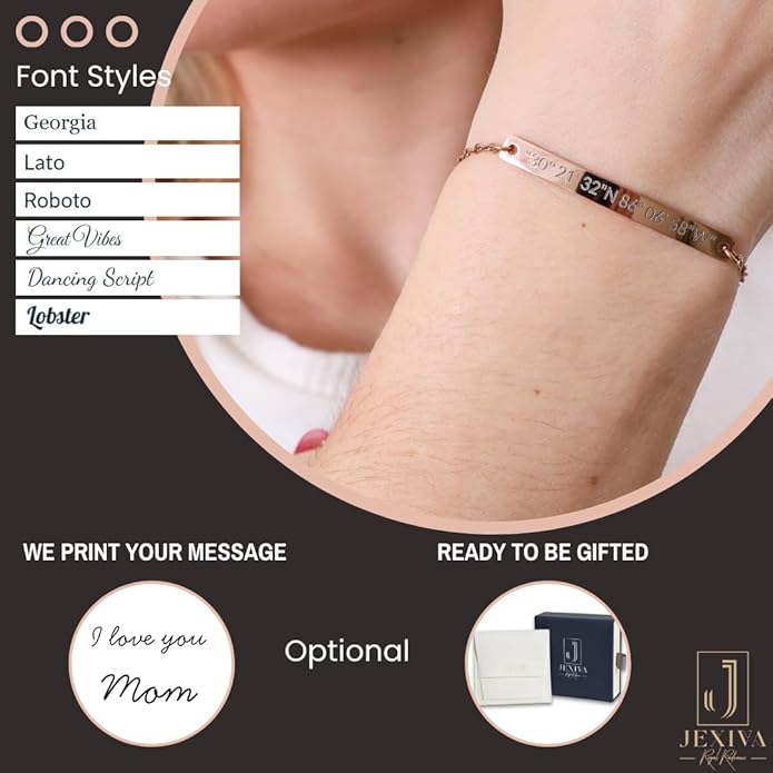 Adults Personalized Name Engraved Bracelet for Women/Men – PVD Gold Plated Stainless Steel - Non Tarnish – Custom ID Tag – Adjustable Chain – Double Side Engraving (Luxury)