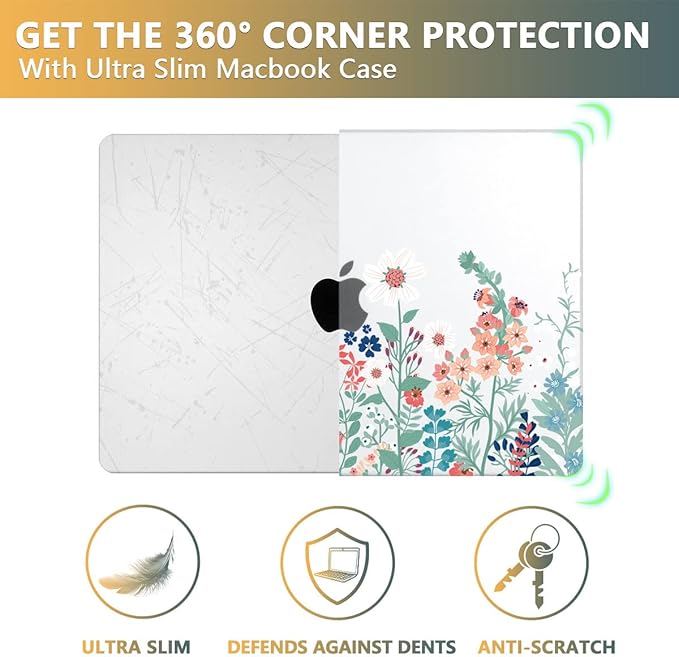 CISSOOK Matte Frosted Wildflower Hard Shell Case for MacBook Pro 14 Inch 2024 2023-2021 Release M4 A3112 A3185 A3401 M3 A2992 A2918 A2779 M2 A2442 M1, Plastic Cover for MacBook Pro 14 M1-M4 Chip