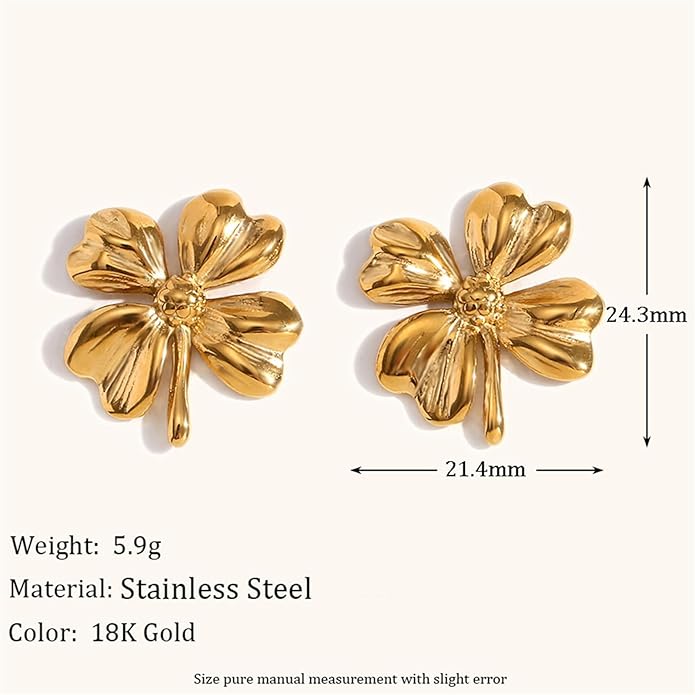 Gold Flower Statement Earrings for Women, Large Chunky Bohomian Summer Beach Floral Earring, Irregular Bold Exaggerated Earrings