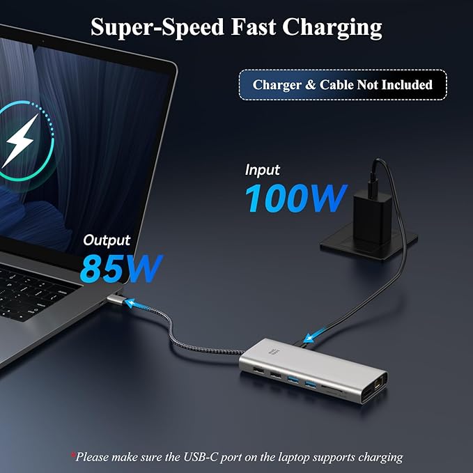 USB C Docking Station, Minthouz 12-in-1 Laptop Docking Station Dual Monitor with Dual 4k HDMI+8k DisplayPort+10Gbps, 3 USB A/C, 100W PD, Ethernet, SD/TF, Audio, USB C Hub for MacBook/Dell/HP/Surface
