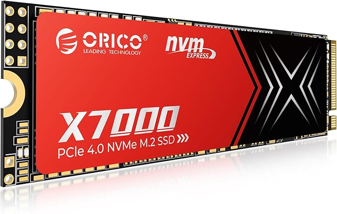 ORICO X7000 2TB NVMe SSD for Gaming, 7400MB/s Read Speed, 17μs Response Time, PCIe Gen 4 Internal Drive, PS5 & PC Compatibility, Comes with Heatsink for Enhanced Cooling and Multitasking