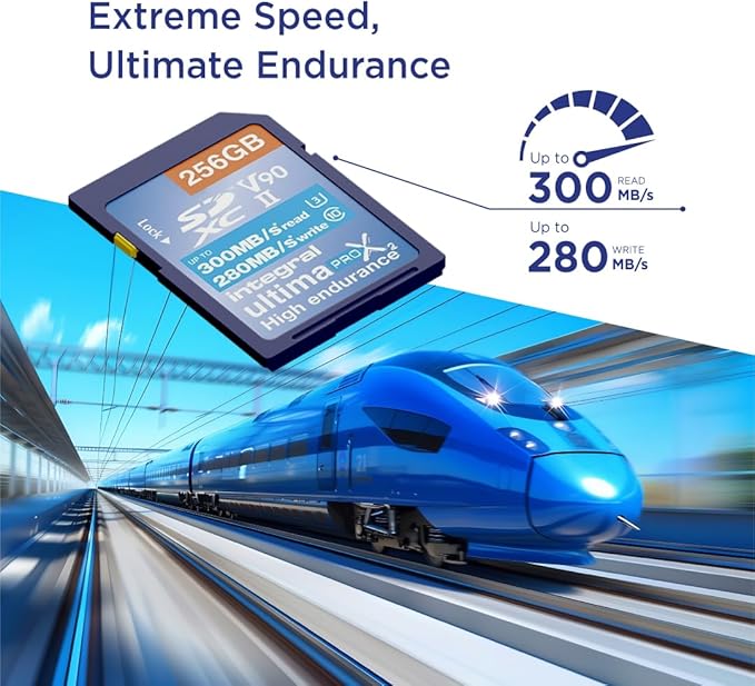 Integral 256GB UHS-II SD Card V90 Up to 300MBs Read and 280MBs Write Speed 1866X SDHC Professional High Speed Memory Card