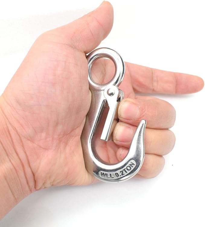 Alele Grab Hooks,Slip Hooks,304 Stainless Steel Lifting Hook Rigging Accessory,440 lbs.Work Load (Grab Hooks 0.2t)
