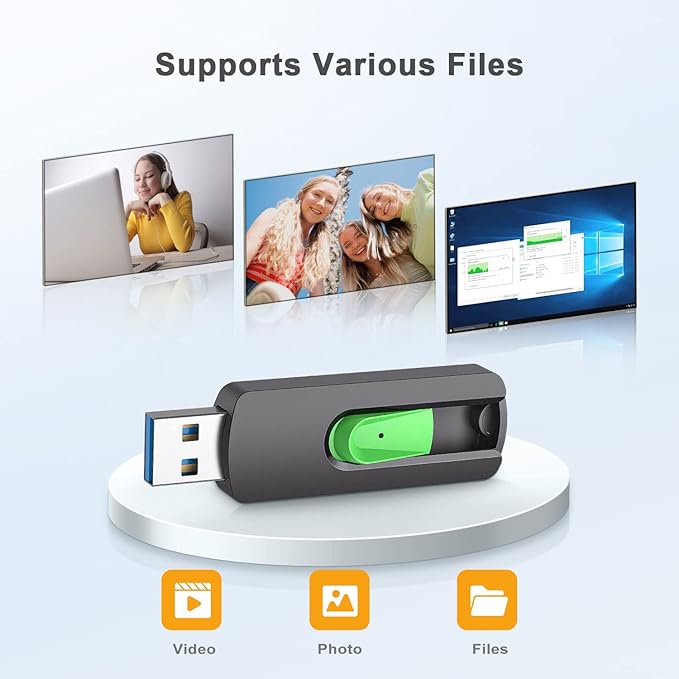 Aiibe 128GB Flash Drive 3.0 2 Pack, Upgraded 130MB/s USB 3.0 Flash Drive High Speed USB Drive Thumb Drive Retractable Memory Stick Jump Drives 128GB Zip Drive for PC Laptop, Green