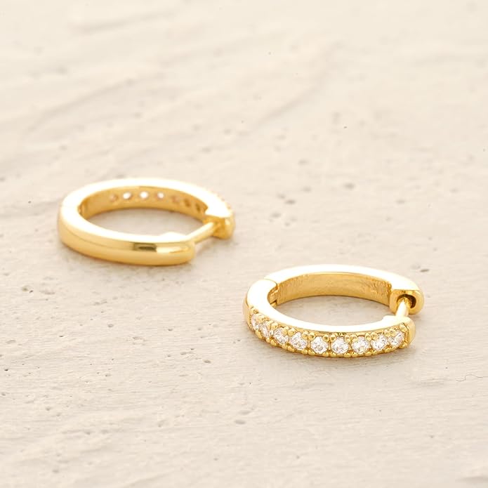 MYEARS Women Earrings Gold Huggie Hoop Ear Stud Cuff 14K Small Simple Hypoallergenic Everyday Jewelry