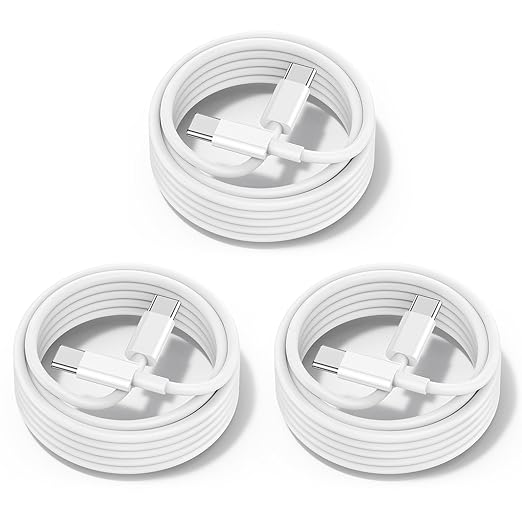 60W USB C to Cable [3Pack] iPhone 15 Fast Charging Cable,3ft Short USB-C to USBC Power Cord for iPhone 16/15 Pro Plus Pro Max, MacBook Pro Air/IPad/iPad Pro 12.9/11,AirPods 4(White)