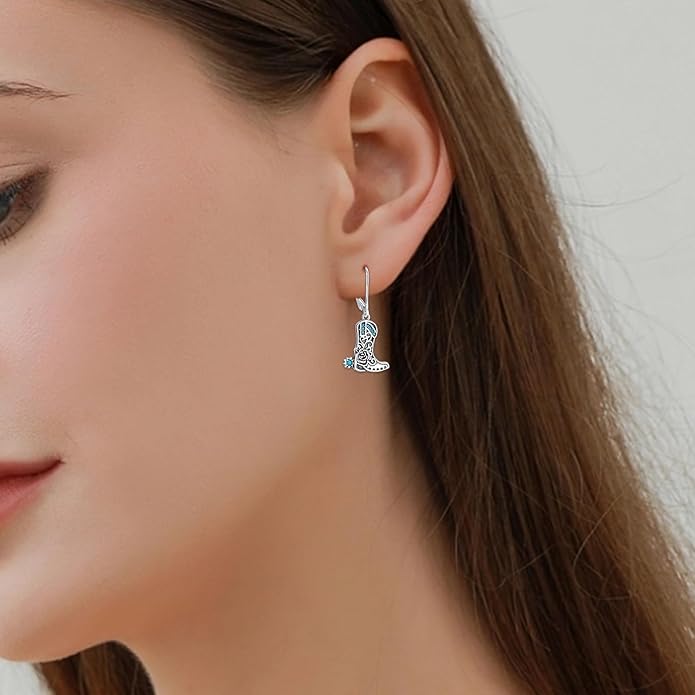 Western Earrings for Women 925 Sterling Silver Turquoise Western Country Dangle Drop Earrings Country Jewelry Gifts for Cowgirl Cowboy