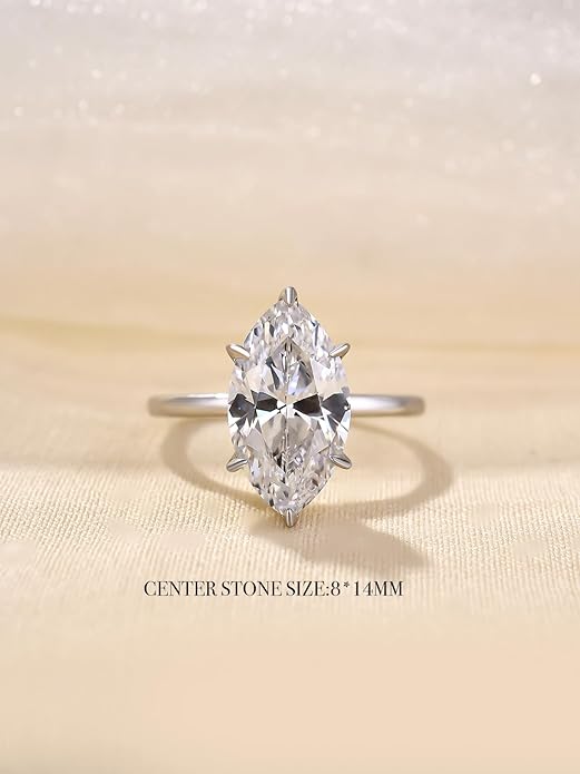 3.5CT Marquise Cut Engagement Ring, AAAAA Grade Cubic Zirconia Promise Ring for Women, S925 Silver Bridal Wedding Jewelry