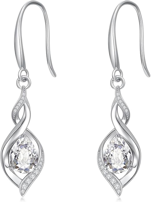Birthstone Earrings for Women 925 Sterling Silver Infinity Love Jewelry Valentines Day Birthday Gifts for Her Mom Wife Girlfriend