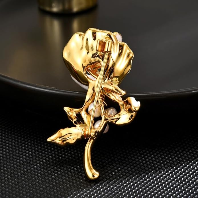 Flower Brooch Pin Rhinestones Pearl Flower Brooches Floral Pin Jewelry for Women Girls