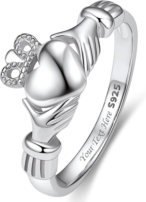 Bestyle 925 Sterling Silver Ring for Women, Minimalist Claddagh Ring Celtic Knot Ring for Women, Irish Promise Wedding Band, Gold/Rose Gold Vermeil Women Band Ring, Stackable, Gift for Her