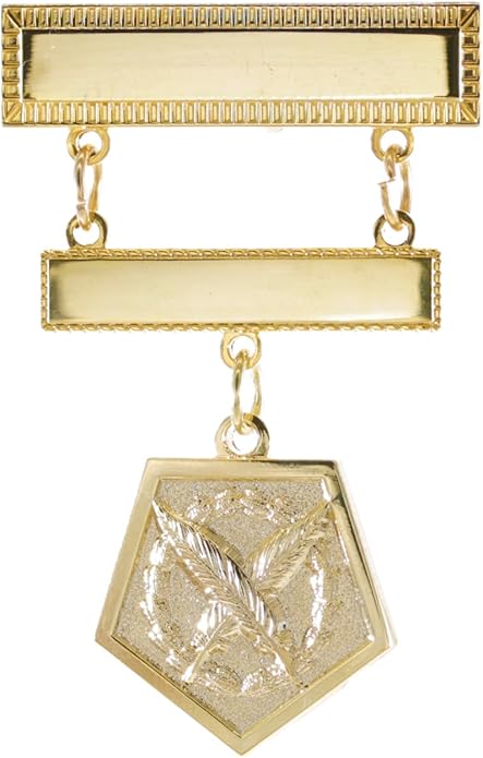 OES Eastern Star Engraved Jewel Nickel or 24K Gold Plated Brooch with choice of charm dangle