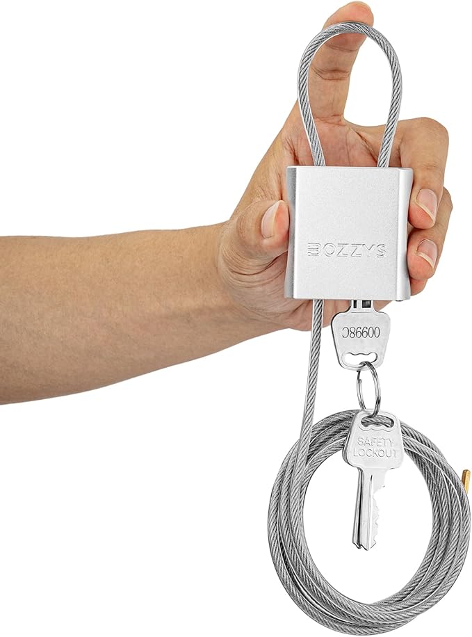 Cable Lock with 3 Keys | L 6.56ft(2m),D 1/6in(4mm) Adjustable Steel Cable Padlock | Aluminum Locks for Bikes, Gate, Lockers & Outdoor Gear | Weatherproof& Silver