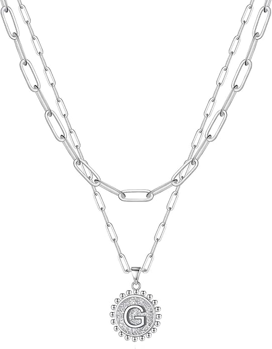 Yoosteel Valentines Gifts for Women Her - Gold Layered Initial Necklaces for Women 14K Gold Plated Dainty Layering Paperclip Link Chain Necklace Coin Initial Necklace Birthday Gifts for Teen Girls