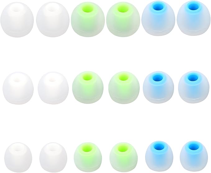 Silicone Replacement Earbud Tips Earbud Caps Fit Most in-Ear Earbuds(Inner Hole 3.8mm -5.1mm) Headphone Ear Tips Earbud Covers 9 Pairs S M L