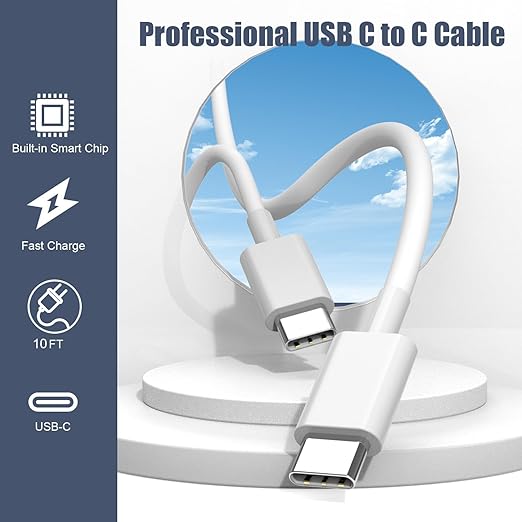 Charger for iPhone 16/15 Pro Max Charger Fast Charging, 2Pack 20W Dual Port USB C Fast Charger Block with 10FT Long USB C to C Charging Cable Cord for iPhone 15 Pro Max/15 Pro/15/15 Plus, iPad Pro/Air
