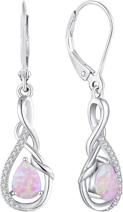 Starchenie Infinity Dangle Drop Earrings Sterling Silver Leverback Earrings Gemstones Twisted Jewelry