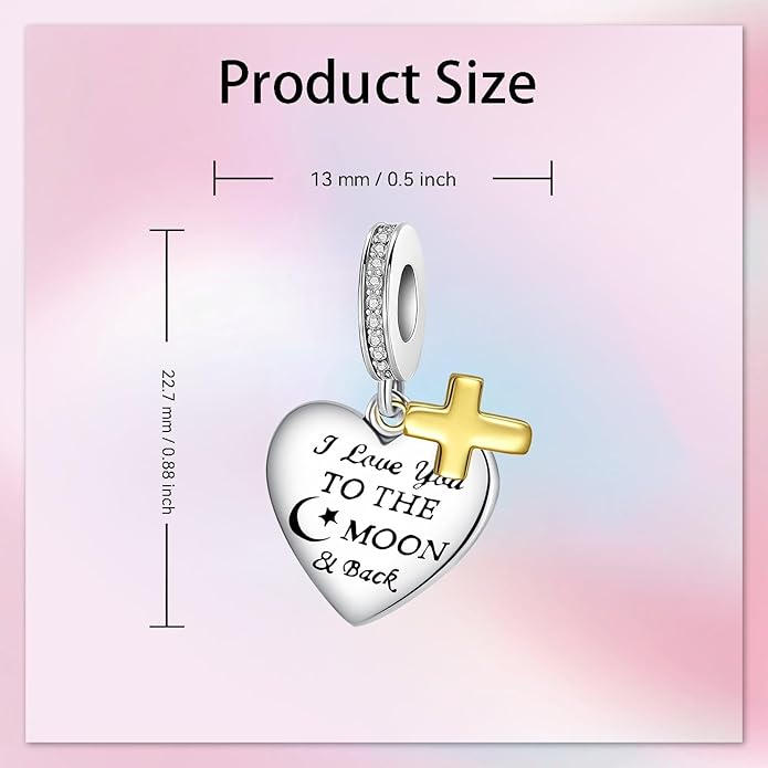 Birthday Fashion Love Heart Dangle Charm 925 Sterling Silver Charms fits Bracelets and Necklace Pendant Bead Charms Jewelry Present for Women Family Friends