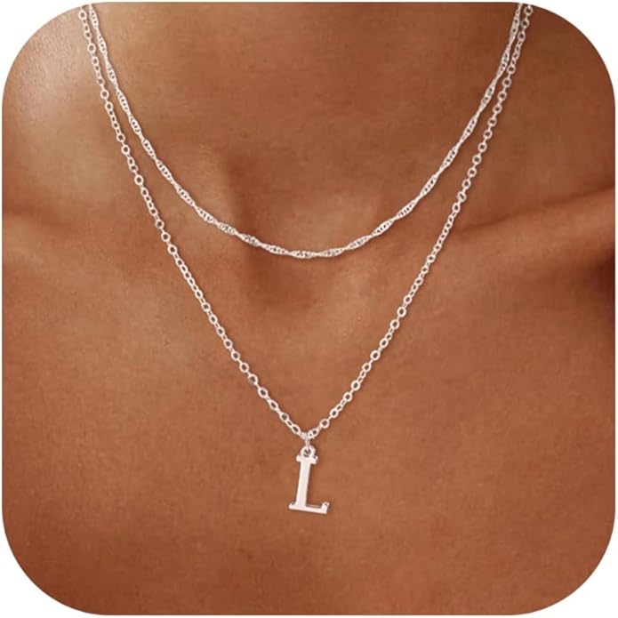 14K Gold Plated Initial Necklaces for Women Dainty Layered Letter Pendant Necklace Cute Choker Necklace Gift Trendy Stuff Personalized Jewelry Stack for Women Her