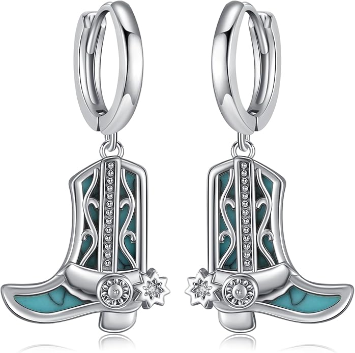 Western Earrings for Women 925 Sterling Silver Turquoise Western Country Dangle Drop Earrings Country Jewelry Gifts for Cowgirl Cowboy