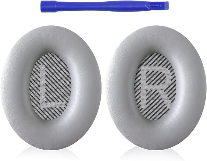MBWIGF Replacement Ear Pads for Bose QuietComfort 35 (QC35) & Quiet Comfort 35 II (QC35ii) Headphones, Replacement Earpad Cushion with Comfortable Extra Thick Memory Foam and Softer Leather (Gray)