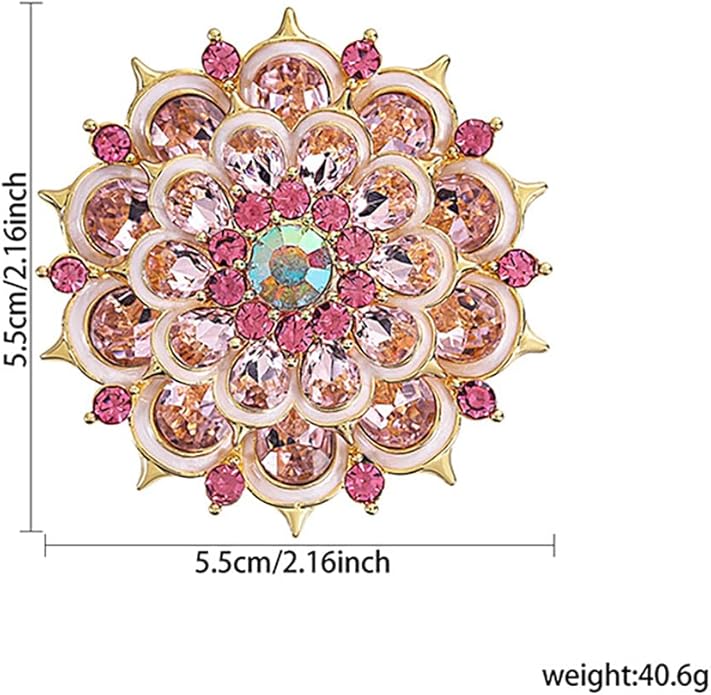 Rhinestone Crystal Flower Brooch Pin Sparkling Large Crystal Sunflower Brooch Vintage Floral Lapel Pins Rhinestone Flower Bouquet Broochs Rose Snowflake Broochs Wedding Bridal Dress Jewelry for Women