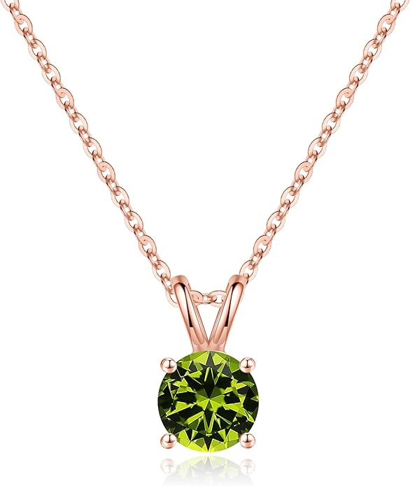 SMILEST Birthstone Necklace for Women Mom Wife, 1ct Sparkle Round Cut Birthstone Pendant 925 Sterling Silver Necklace Gifts for Women Mom Wife Friend