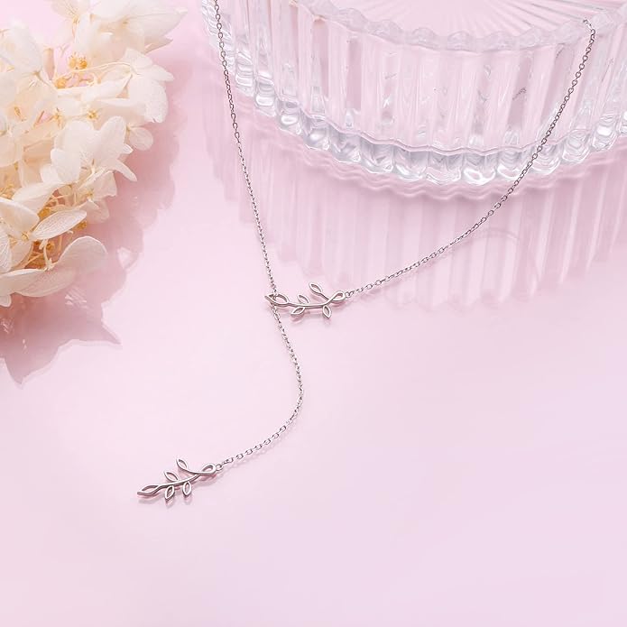 Long Necklace Sterling Silver Larait Bar Y Lariat Long Chain Drop Adjustable Necklace Gift for Her, 30"
