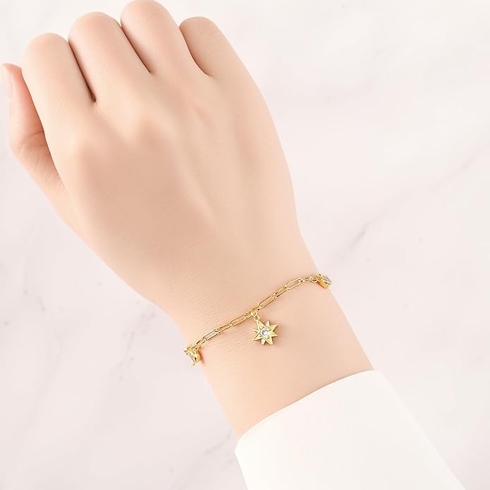 Women's 925 Sterling Silver Bracelet, Non Tarnish 18K Gold Plated Bracelets for Women, Dainty Chain Simple Jewelry Cute Handmade Minimalist for Gift