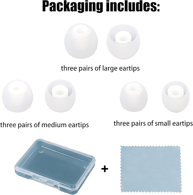 Silicone Replacement Earbud Tips Earbud Covers Fit Most in-Ear Earbuds(Inner Hole 3.8mm -5.1mm) Headphone Ear Tips Earbuds Rubber Tips 9 Pairs S M L