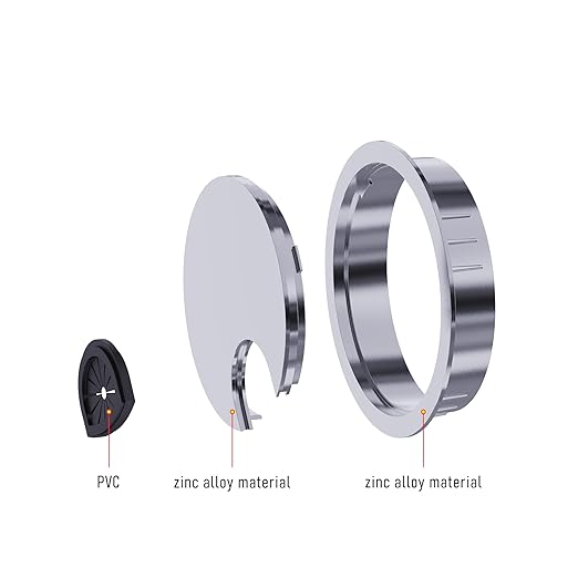 Desk Grommet 2-1/8 Inch 53mm, Zinc Alloy Computer Desk Wire Hole Cover, Office Desktop Cord Cable Hole Metal Ring, Bright Silver